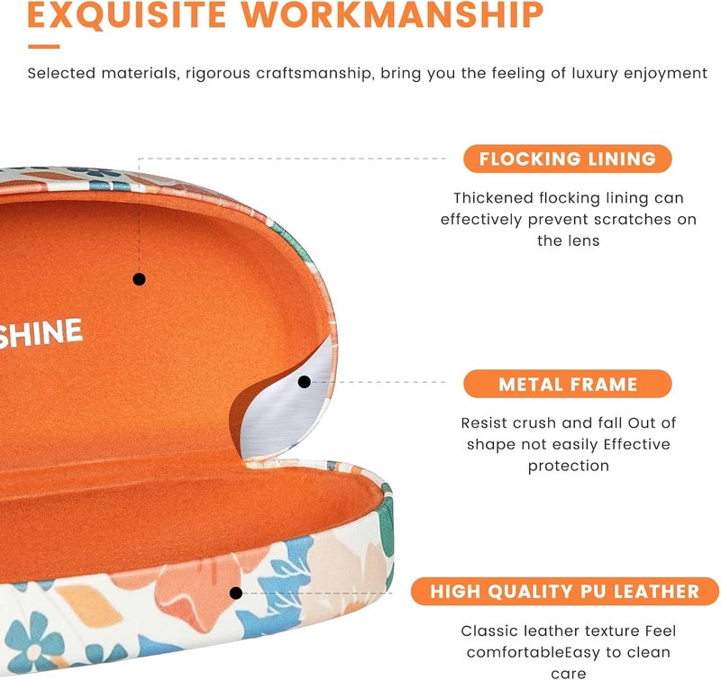 molshine Hard Shell Sunglasses Case,Classic Large Glasses Case for Sunglass, Eyeglasses with Cleaning Cloth, Pocket - Image 4